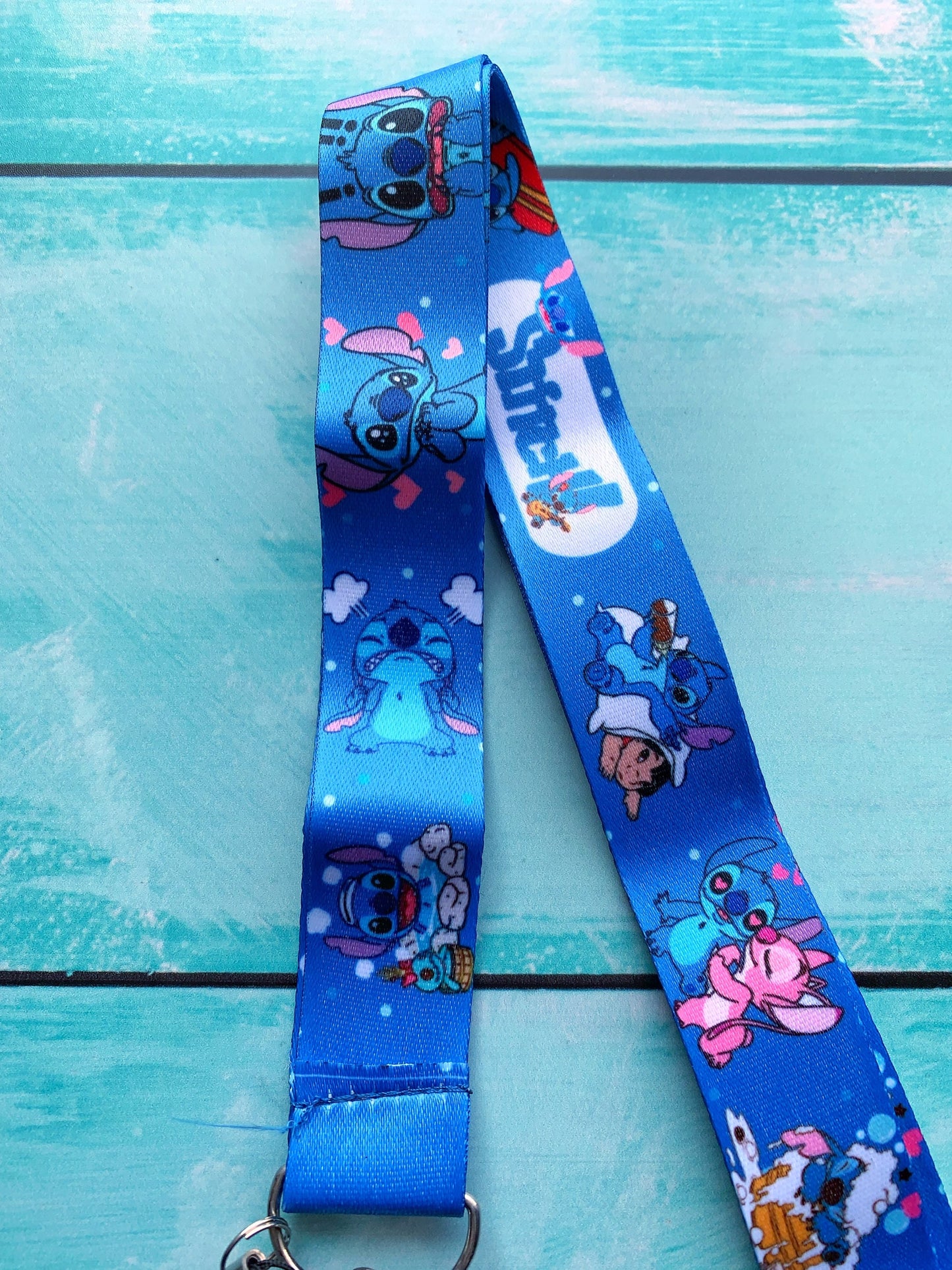 Lanyard Stitch azul + tarjetero Stitch azul